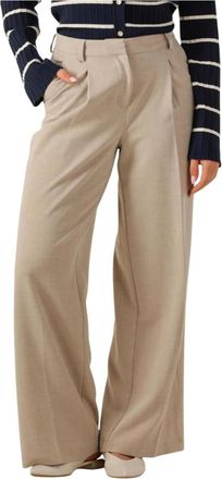 Object Wijde Beige Pantalon voor Vrouwen - Dames - Wijde Broeken - Beige - S - Polyester - Broeken
