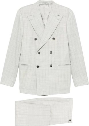 Caruso Norma Double-breasted Check-pattern Suit