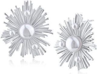 Jardin Modern Sunshine Faux Pearl Stud Earrings in White/Silver at Nordstrom Rack