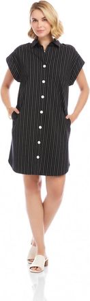 Karen Kane Stripe Cap Sleeve Shirtdress In Black With Off White