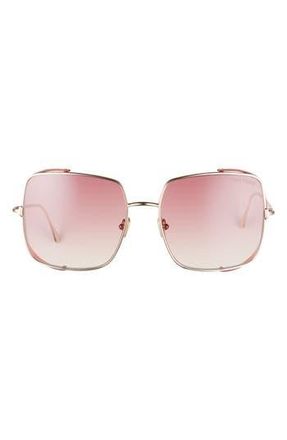 Tom Ford 60mm Gradient Square Sunglasses in Rose Gold/Honey/Blinders at Nordstrom Rack