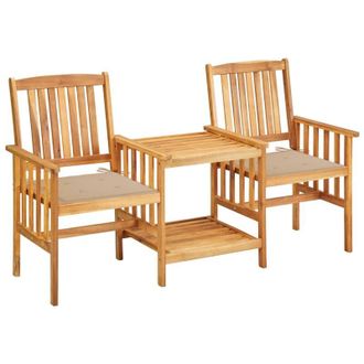 vidaXL Sillas Y Mesita De Jard&iacute;n Con Cojines Madera Maciza Acacia Vidaxl