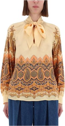 Etro Paisley Print Silk Bow Blouse - Dames - Blouses - Veelkleurig - XS - Overhemden