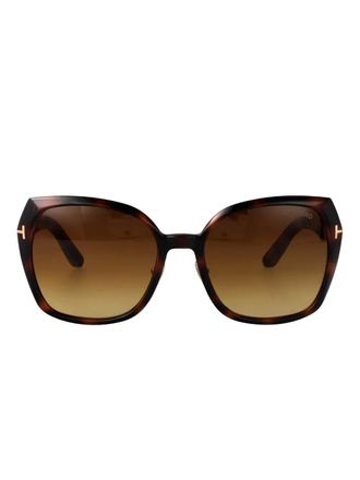Tom Ford Eyewear Zonnebril met vierkant montuur en schildpadschild design - Bruin
