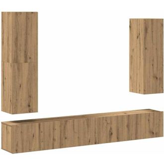 vidaXL Vidaxl - Mueble Para Tv De Pared Madera Contrachapada Artesanal 4 Piezas