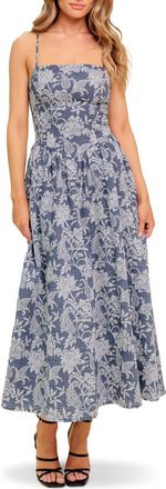 Flying Tomato Jacquard Midi Dress in Denim Blue at Nordstrom Rack, Size Large