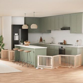 vidaXL Puerta Para Perros Plegable 12 Paneles Madera De &Aacute;lamo 960 Cm Vidaxl