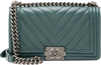 Chanel Chevron Caviar Leather Old Medium Boy Bag (Authentic Pre-Loved)