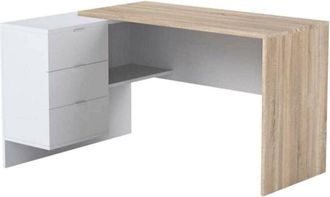 Dmora Scrivania Agnello, Scrittoio multifunzione reversibile da ufficio con cassettiera, Tavolo da studio o ufficio porta pc ad angolo, 145x108h73 cm