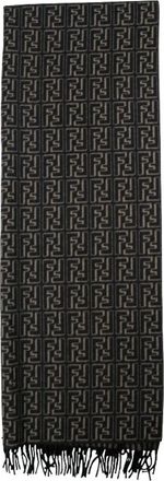 Fendi Wool Scarf - Dames - Wintersjaals - Zwart - ONE Size - Wol - Accessoires