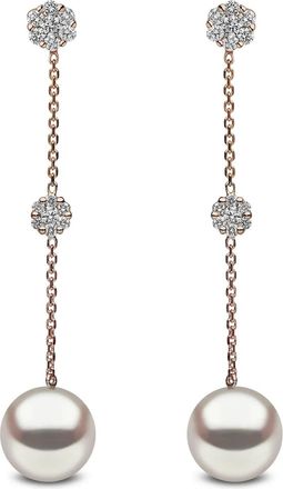 Yoko London Orecchini in oro rosa 18kt con diamanti e perle dacqua dolce
