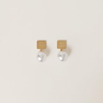 Miu Miu Metal and synthetic pearl earrings