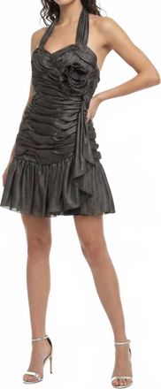 Luisa Beccaria Halter Cocktail Dress In Dark Gray