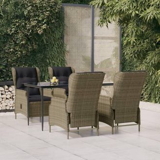 vidaXL Juego De Comedor De Jard&iacute;n 5 Piezas Rat&aacute;n Sint&eacute;tico Marr&oacute;n Vidaxl