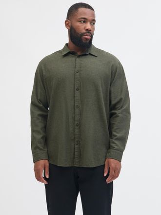 Jack & Jones Plus Size Langarmhemd JJECLASSIC MELANGE SHIRT L/S SN PLS, Herren, Gr. 4XL, N-Gr, rosin, Web, Obermaterial: 100% Baumwolle, JACK & JONES PLUSSIZE, unifarben, re