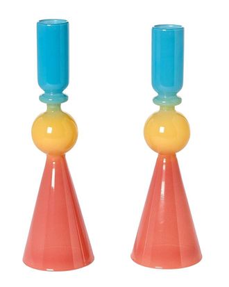 Tozai Home Home Set Of 2 Glass Candle Holders