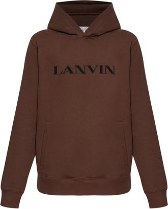 Lanvin Felpa con cappuccio e logo - Marrone