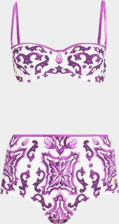 Dolce & Gabbana Majolica-Print Balconette Two-Piece Swimsuit