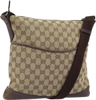 Gucci Pre-owned Cross Body Bags, female, Beige, Size: ONE SIZE Pre-owned Canvas Cross Body Bag