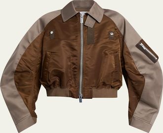 sacai Mixed-Media Cotton Chino And Nylon Bomber Jacket