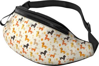 Generic Dachshund Cute Colorful Print Bum Bags Waist Packs With Headphone Jack Crossbody For Gym Cycling Travel 14X35Cm