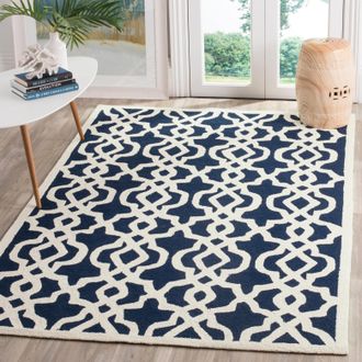 Safavieh Four Seasons Hand Made Area Rug, Navy / Ivory Contemporary Style Non-Shedding