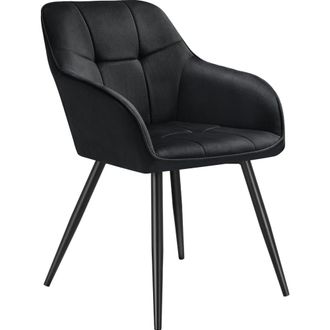 TecTake Silla de comedor, efecto terciopelo, 58 x 62 x 82 cm negro/negro