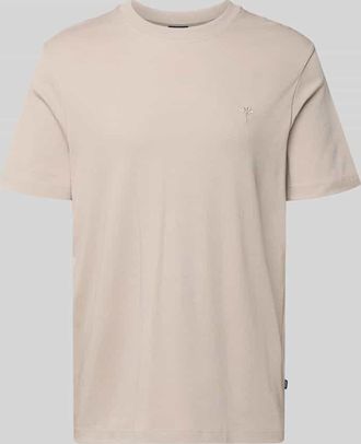 Joop T-Shirt mit Logo-Stitching Modell Priamo in Hellbraun, Gr&ouml;&szlig;e XXXL