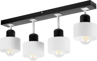 OEM L&aacute;mpara De Techo Negra De Madera Y Metal De Estilo Escandinavo, 4xe27, Iluminaci&oacute;n Led Moderna Para Sal&oacute;n, Cocina, Dormitorio, Habitaci&oacute;n Infantil, Lo