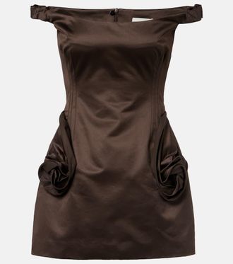 Magda Butrym Floral-appliqué satin bustier dress