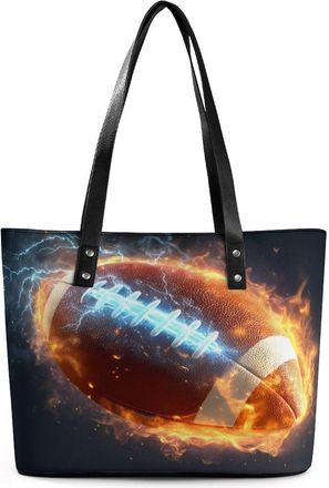 Generic Fire Thunder Football Tote Bags for Women Cute Shoulder Purses Handbags