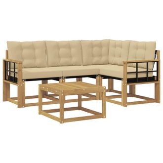vidaXL Conjunto De Sof&aacute;s De Exterior Con Coj&iacute;n 5 Pcs Y Beige Vidaxl