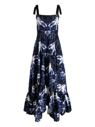 Alice & Olivia Rosalee maxi-jurk met gestrikt bandje - Blauw