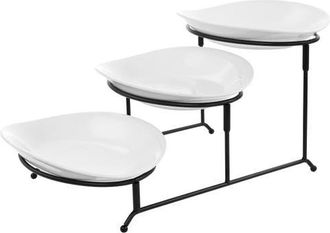 Elama 3 Tier Oval Plate Porcelain Serveware Set in White at Nordstrom