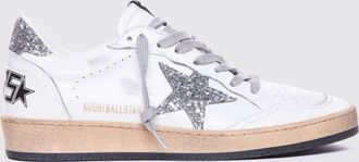 Golden Goose Sneaker Ball Star in pelle con logo glitter e effetto used