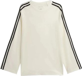 Yohji Yamamoto Long Sleeve Tee 3-Stripes - Heren - Longsleeves - Wit - 2XS - Wol - Tops