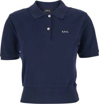 A.P.C. Oc&eacute;ane Polo Shirt - Dames - Polos - Blauw - M - Katoen - Tops