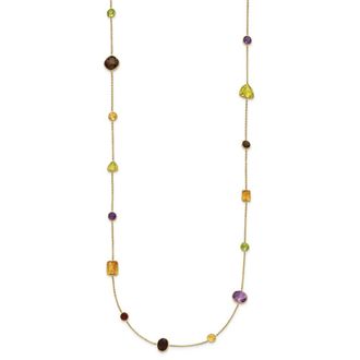 Diamond2Deal 14k Yellow Gold Polished Multi-color Gemstone Pendant Necklace 34