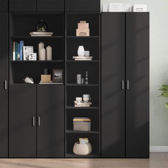 Berkfield Home Highboard Black 45x41x185 cm Engineered Wood | Size: 45 x 41 x 185 cm
