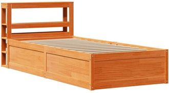 vidaXL Vidaxl - Estructura Cama Con Cabecero Madera Pino Marr&oacute;n Cera 90x200 Cm