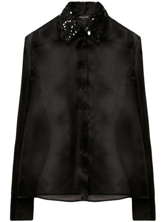 Fabiana Filippi Organza blouse met pailletten - Zwart