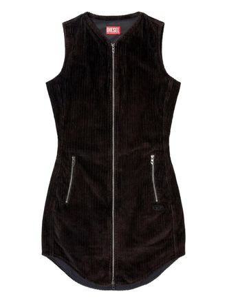 Diesel D-Enea zip-front corduroy mini dress - Black