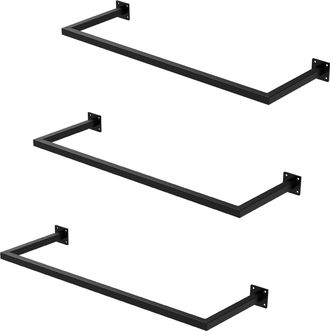 ML Design Ml-design - Set 3x Percheros De Pared 90x30 Cm De Acero Inoxidable Negro Para Vestidor Armario Ba&ntilde;o O Cocina, Barra De Almacenamiento Hasta 50kg Para 