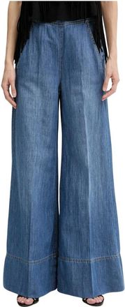Pinko Spiaggia Broek - Dames - Loose Fit Jeans - Blauw - L - Katoen - Jeans