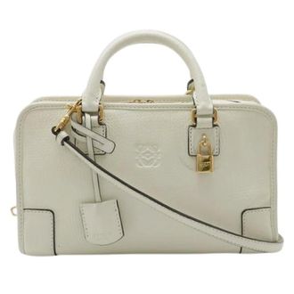 Loewe Pre-owned Amazona 23 Leren 2way Tas - Dames - Pre-owned - Beige - Maat: ONE Size Leer