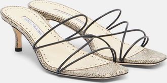 Manolo Blahnik Ninfe 50 snake-effect leather mules