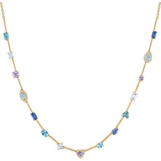 Eden Presley Rock Candy Necklace in Yellow Gold - Blue at Nordstrom, Size 16