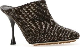 Bottega Veneta Womens Embellished Suede Sparkle Dot Sock Mules 2113 Scarpe Con Tacco High Heel Shoes