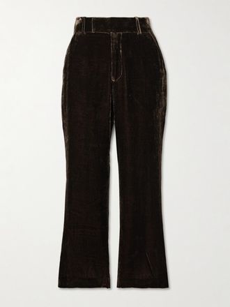 Frame Denim Pantaloni Cropped Svasati In Velluto - Marrone