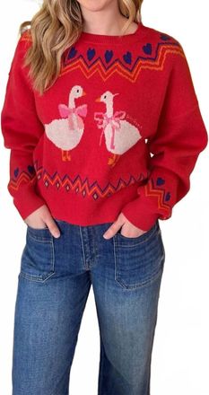 Ciebon Womens Silly Goose Sweater In Red